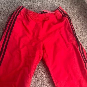 Edikted Red Joggers with Black Stripes